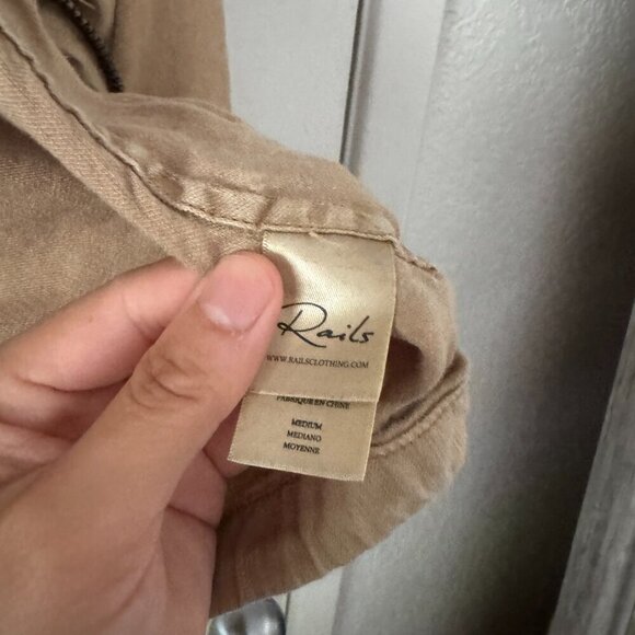 🦋 RAILS Collins Utility Military Linen Blend Zip Up Jacket Toffee Tan Medium - Picture 4 of 8